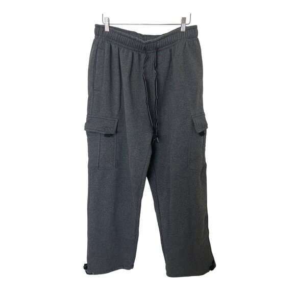 Pro Club Heavy Weight Charcoal Grey Cargo Sweatpants - Picture 1 of 3